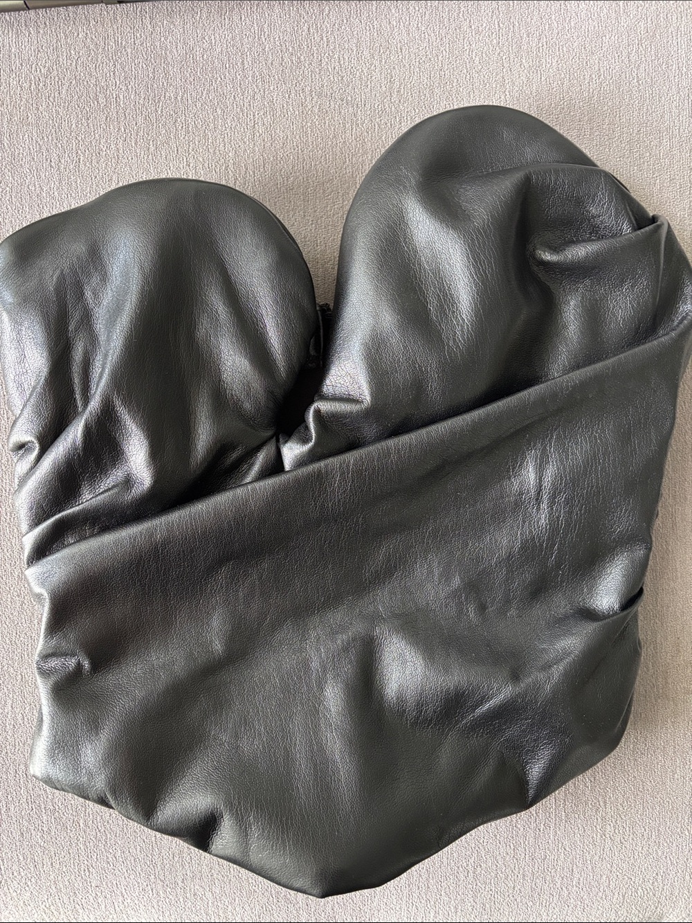 House of CB Black Saffira Leather Plunge Corset Top Small